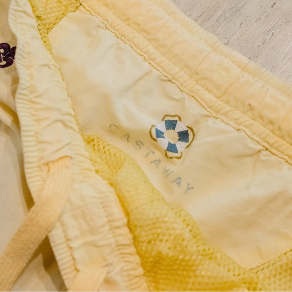 Castaway Soft Yellow Shorts with Purple Fleur De Lis details - Picture 3 of 4